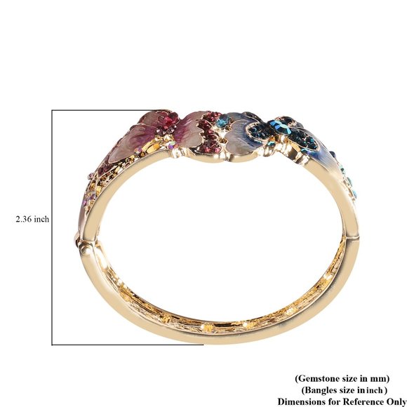 Enameled Butterfly Bangle Bracelet in Goldtone - Picture 4 of 5